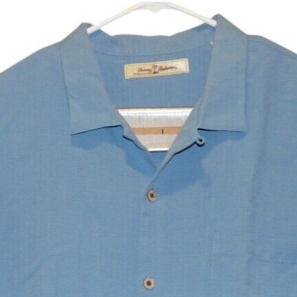 Tommy Bahama Button Up Shirt Mens XL Blue Silk Camp Minimalist Heritage Relax